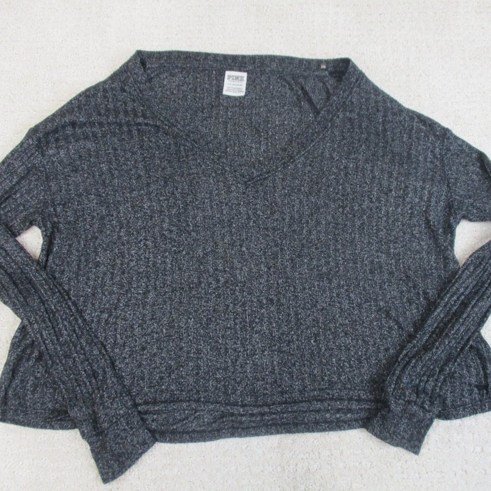 Pink Victoria's Secret Small Women's Grey Long Sleeve Stretchy Semi-See Through